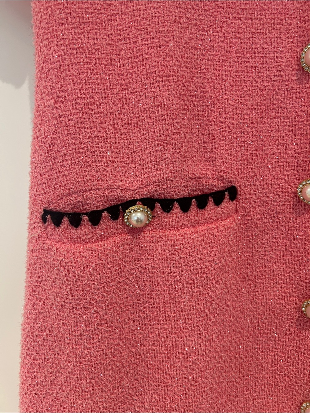 Pink Short Sleeve Dress with Black Trim - Picture 3 of 8